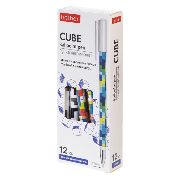 Ручка шариковая Cubes Синяя 0,7мм с колпачком и клипом чернила на масл.основе серия -Ассорти-
