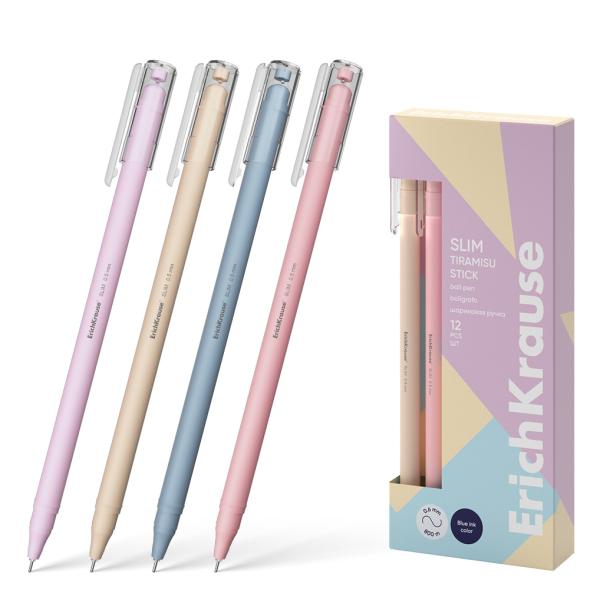 Ручка шариковая ErichKrause Slim Stick Tiramisu 0.7, синяя