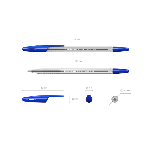 Ручка шариковая ErichKrause® R-301 CLASSIC 1.0 Stick синяя (22029)
