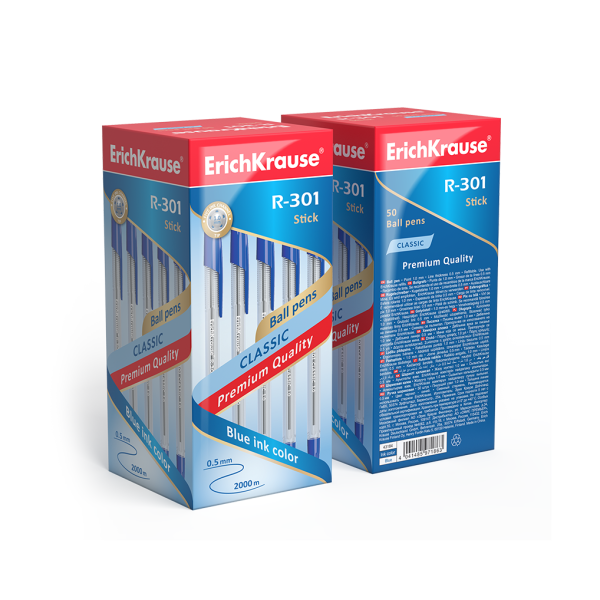 Ручка шариковая ErichKrause® R-301 CLASSIC 1.0 Stick синяя (22029)