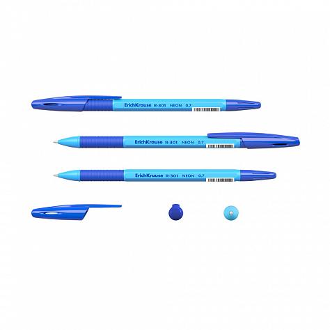 Ручка шариковая ErichKrause® R-301 NEON 0.7 Stick&Grip цвет чернил синий