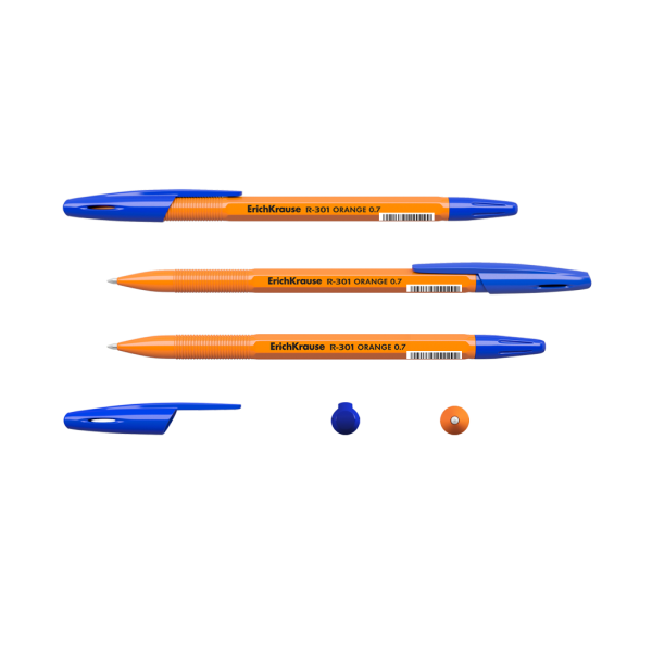 Ручка шариковая ErichKrause R-301 ORANGE 0.7 Stick синяя (22187)