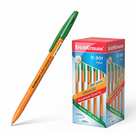 Ручка шариковая ErichKrause® R-301 ORANGE, 0,7 мм, зеленая
