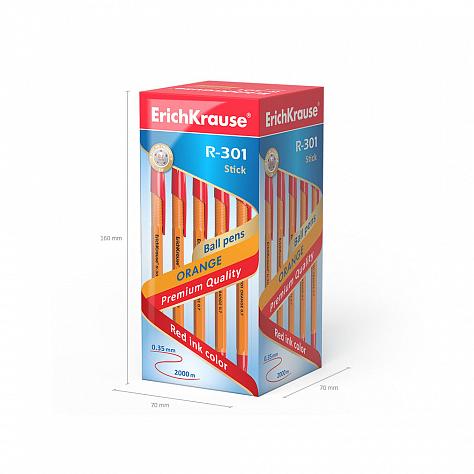 Ручка шариковая ErichKrause® R-301 ORANGE, 0,7 мм, красная