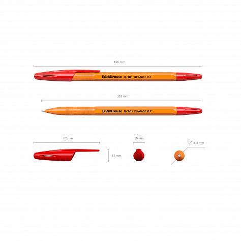 Ручка шариковая ErichKrause® R-301 ORANGE, 0,7 мм, красная
