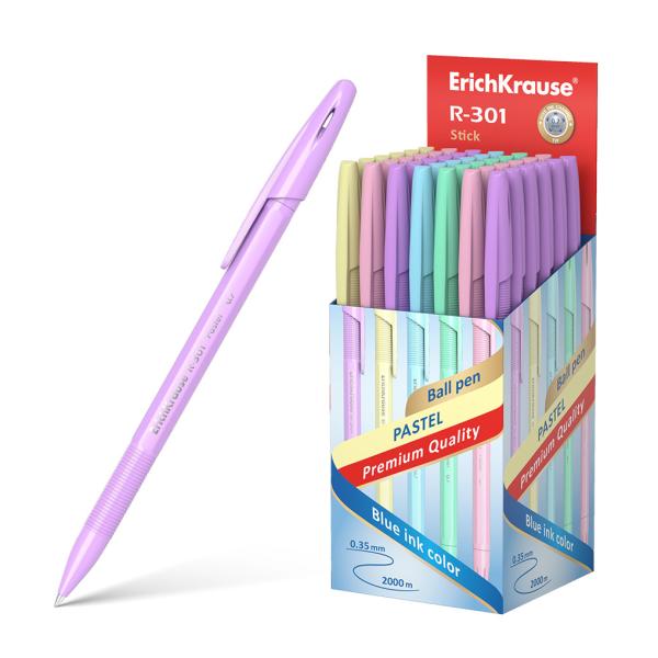Ручка шариковая ErichKrause® R-301 Pastel Stick 0.7, цвет чернил синий (в коробке по 50 шт.)