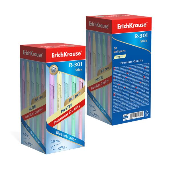 Ручка шариковая ErichKrause® R-301 Pastel Stick 0.7, цвет чернил синий (в коробке по 50 шт.)