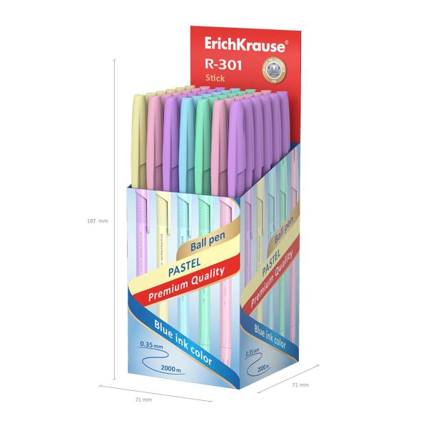 Ручка шариковая ErichKrause® R-301 Pastel Stick 0.7, цвет чернил синий (в коробке по 50 шт.)