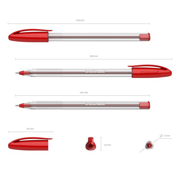 Ручка шариковая ErichKrause U-108 Classic Stick 1.0, Ultra Glide Technology, цвет чернил красный
