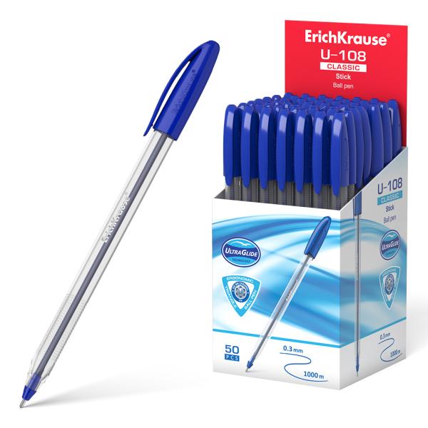 Ручка шариковая ErichKrause U-108 Classic Stick 1.0, Ultra Glide Technology, цвет чернил синий