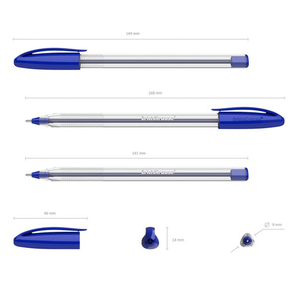 Ручка шариковая ErichKrause U-108 Classic Stick 1.0, Ultra Glide Technology, цвет чернил синий