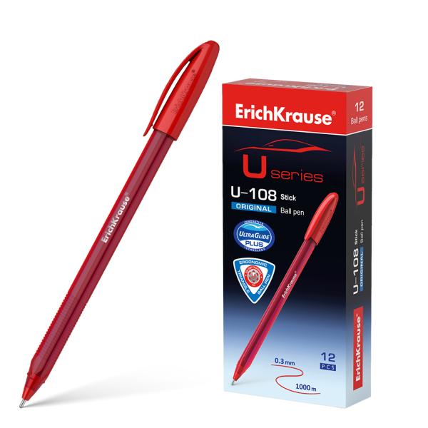 Ручка шариковая ErichKrause® U-108 Original Stick 1.0, Ultra Glide Technology, цвет чернил красный (