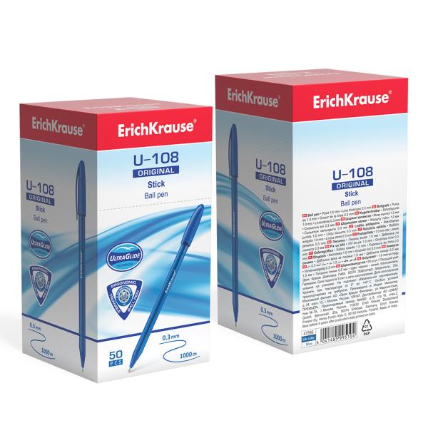 Ручка шариковая ErichKrause U-108 Original Stick 1.0, Ultra Glide Technology, синяя