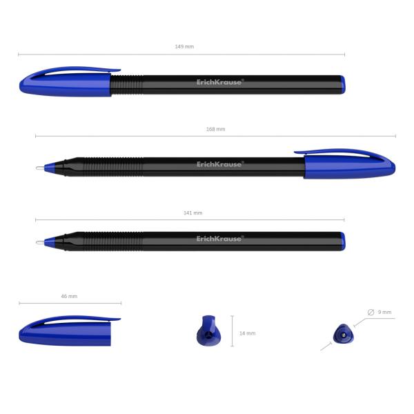 Ручка шариковая ErichKrause U-108 Black Edition Stick 1.0, Ultra Glide Technology, синяя