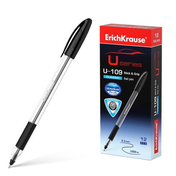 Ручка шариковая ErichKrause® U-109 Classic Stick&Grip 1.0, Ultra Glide Technology, цвет чернил черны