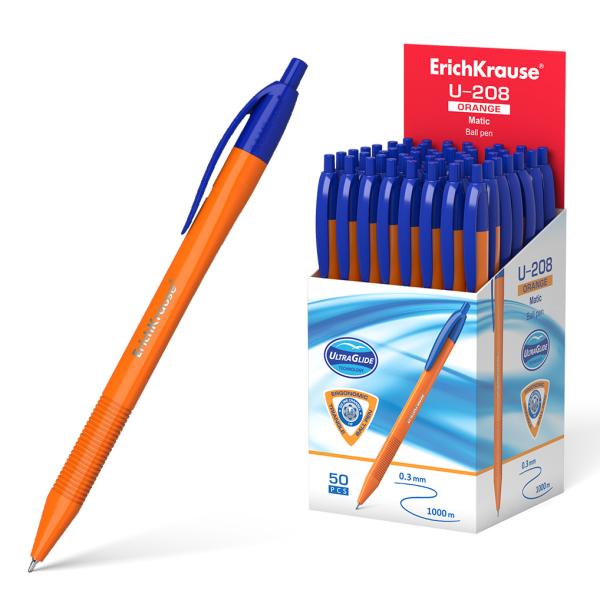 Ручка шариковая автомат. ErichKrause® U-208 Orange Matic 1.0, Ultra Glide Technology, черная