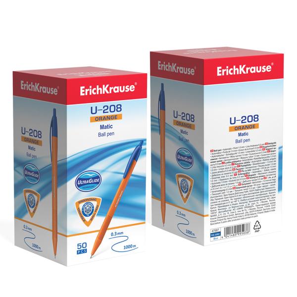 Ручка шариковая автомат. ErichKrause® U-208 Orange Matic 1.0, Ultra Glide Technology, черная