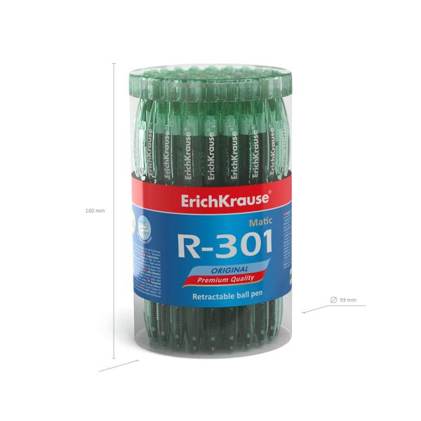 Ручка шариковая автомат. ErichKrause® R-301 Original Matic, 0,7 мм зеленая