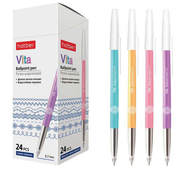 Ручка шариковая масляная 0,7 мм Hatber Vita синяя