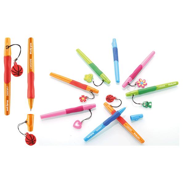 Ручка шариковая обучающая письму д/левшей, 0,7 мм "deVENTE. Study Pen" с каучук. держ. синяя с подве