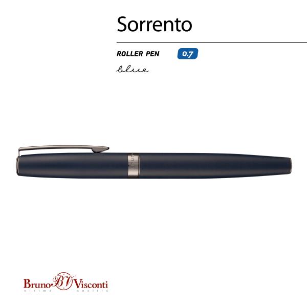 Ручка-роллер "SORRENTO"  0,7 ММ, СИНЯЯ метал.футляр (корпус синий, футляр черный