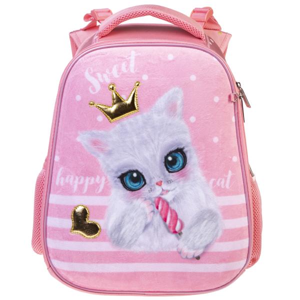 Рюкзак Hatber ERGONOMIC Classic-Кошечка с мороженым- 37Х29Х17 см EVA материал светоотраж. 2 отделени