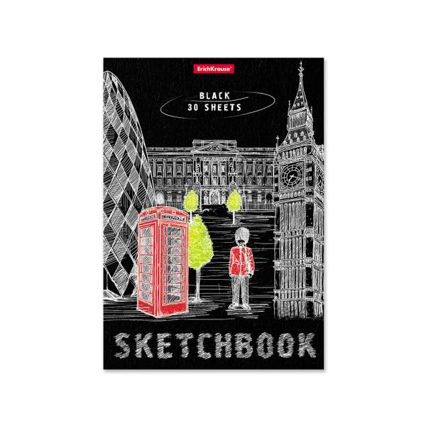 Скетчбук 30 л. А5, черная бумага, ЕК Great Britain