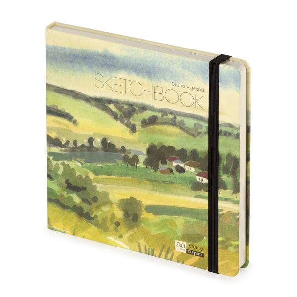 Скетчбук 80 л. 200*200 мм, гребень, Ivory бумага 100 г/м2, резинка, BV Микс