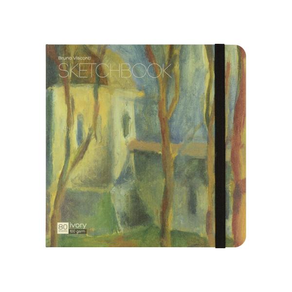 Скетчбук 80 л. 200*200 мм, гребень, Ivory бумага 100 г/м2, резинка, BV Микс