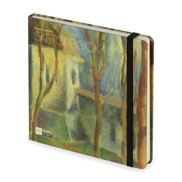 Скетчбук 80 л. 200*200 мм, гребень, Ivory бумага 100 г/м2, резинка, BV Микс