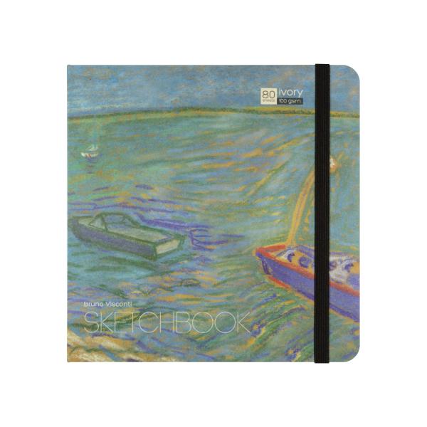 Скетчбук 80 л. 200*200 мм, гребень, Ivory бумага 100 г/м2, резинка, BV Микс