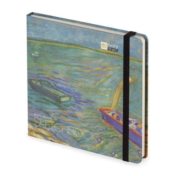 Скетчбук 80 л. 200*200 мм, гребень, Ivory бумага 100 г/м2, резинка, BV Микс