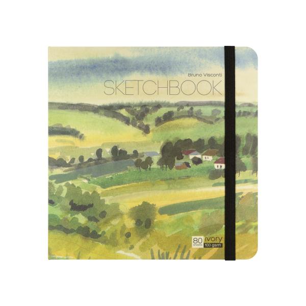 Скетчбук 80 л. 200*200 мм, гребень, Ivory бумага 100 г/м2, резинка, BV Микс
