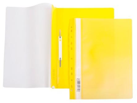 Скоросшиватель А4 Hatber 140/180мкм Желтая Пластиковая с перфорацией прозрачный верх с един.