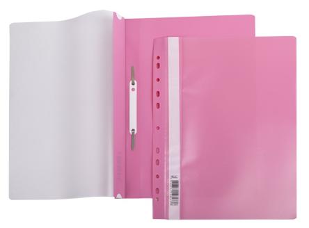 Скоросшиватель А4 Hatber 140/180мкм Розовая Пластиковая с перфорацией прозрачный верх с един