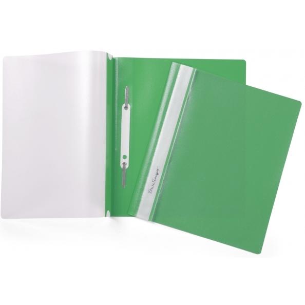 Скоросшиватель А4 с ПЕРФОРАЦией прозрачный верх 140/180 мкм зелёный