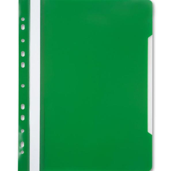 Скоросшиватель А4 с ПЕРФОРАЦией с прозрач. верхним листом, зеленая, Россия
