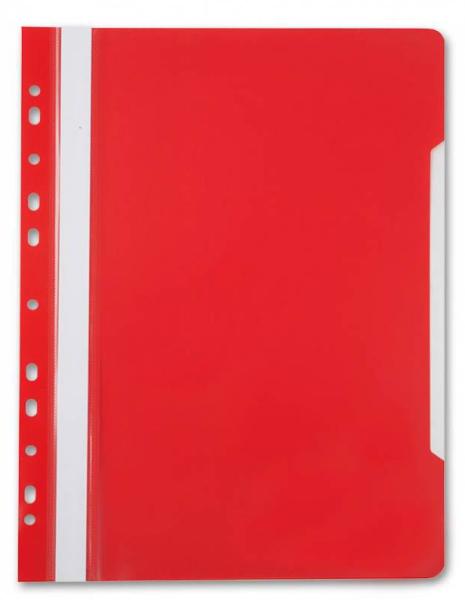 Скоросшиватель А4 с ПЕРФОРАЦией с прозрач. верхним листом, красная, Россия