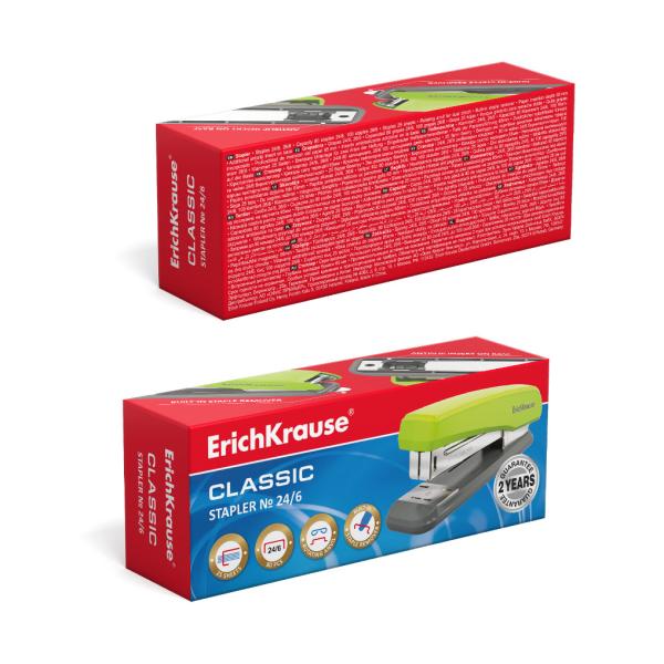 Степлер на 25 л. №24/6 ErichKrause Classic серо-зеленый (в коробке по 1 шт.)