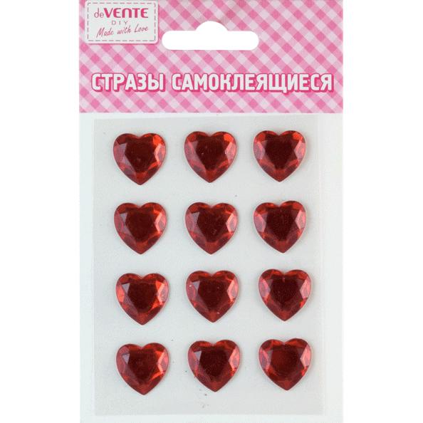 Стразы самоклеящиеся "deVENTE. Heart" цвет красный, карточка 8x10,5 см, в пластиковом пакете с блист