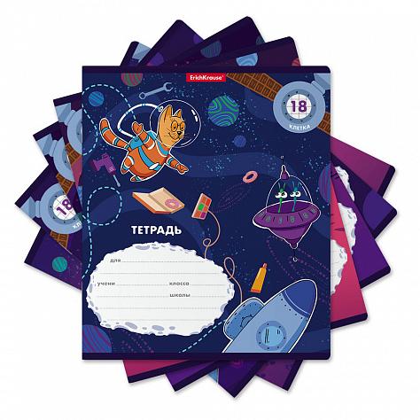 Тетрадь 18 л. кл. ErichKrause® Коты в космосе  MIX-PACK