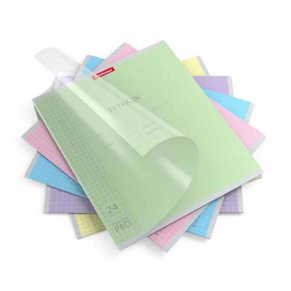 Тетрадь 24 л. кл. с пластиковой обложкой ErichKrause® Классика CoverPrо ассорти, А5+, MIX-PACK