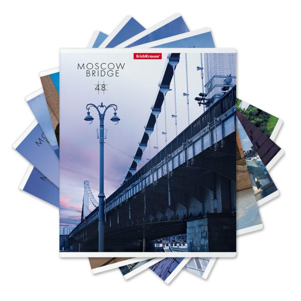 Тетрадь 48 л. кл. ErichKrause® Moscow Bridge, сплошной УФ-лак глянцевый