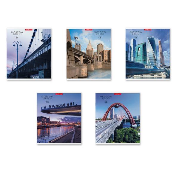 Тетрадь 48 л. кл. ErichKrause® Moscow Bridge, сплошной УФ-лак глянцевый