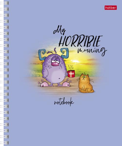 Тетрадь 48 л. лин. на гребне "Утро добрым не бывает"  65г/кв.м 4 диз.в блоке