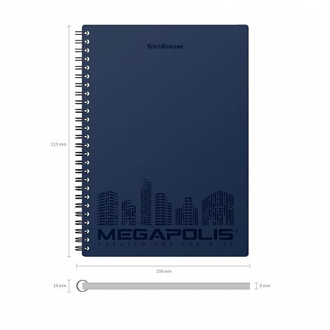 Тетрадь 80 л. кл. с пластиковой обложкой на спирали ErichKrause® MEGAPOLIS®, синий, 