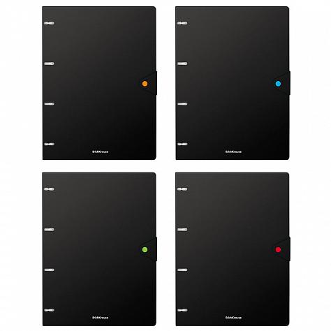 Тетрадь А4 80 л. кл. пластиковая обложка на кольцах ErichKrause® Accent на кнопке, ассорти