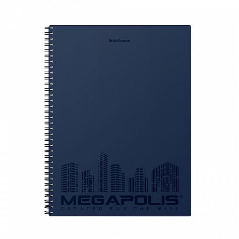 Тетрадь А4 80 л. кл. пластиковая обложка на спирали ErichKrause® MEGAPOLIS®, синий