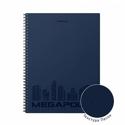 Тетрадь А4 80 л. кл. пластиковая обложка на спирали ErichKrause® MEGAPOLIS®, синий