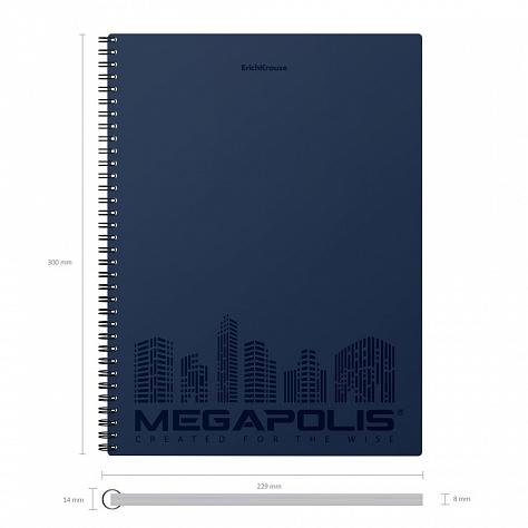Тетрадь А4 80 л. кл. пластиковая обложка на спирали ErichKrause® MEGAPOLIS®, синий